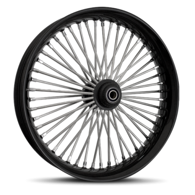 Black Rim, Black Hub, Hi Polished Spoke with Chrome Nipple
