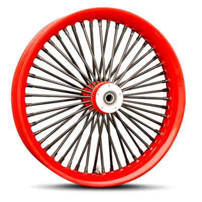 Red Rim, Red Hub, Black Nipples and Black Spokes